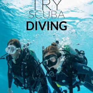 Two scuba divers practicing underwater skills