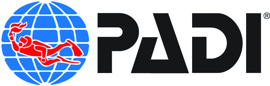 PADI scuba diving logo with globe and diver.