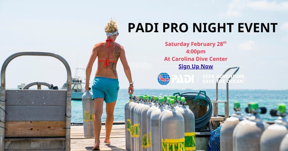 Person carrying scuba tanks on a dock.